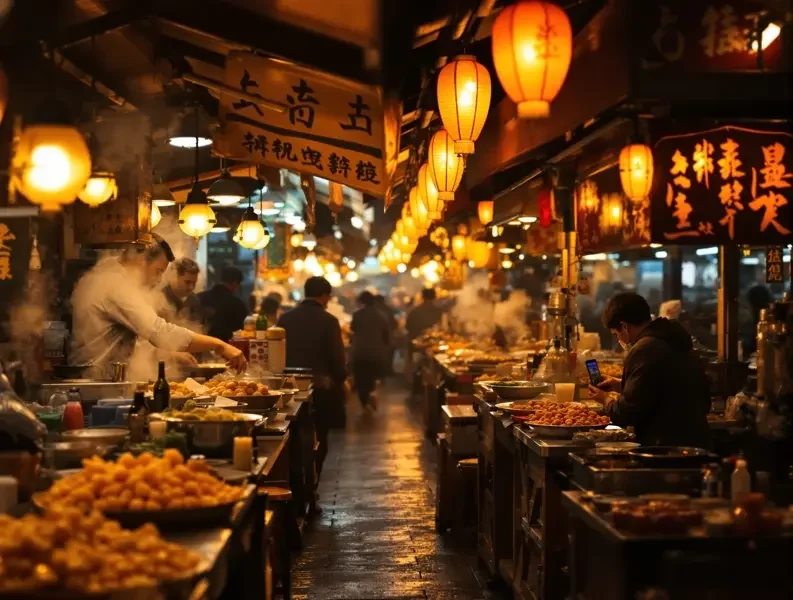 街拍偶遇：某明星低调现身小吃街